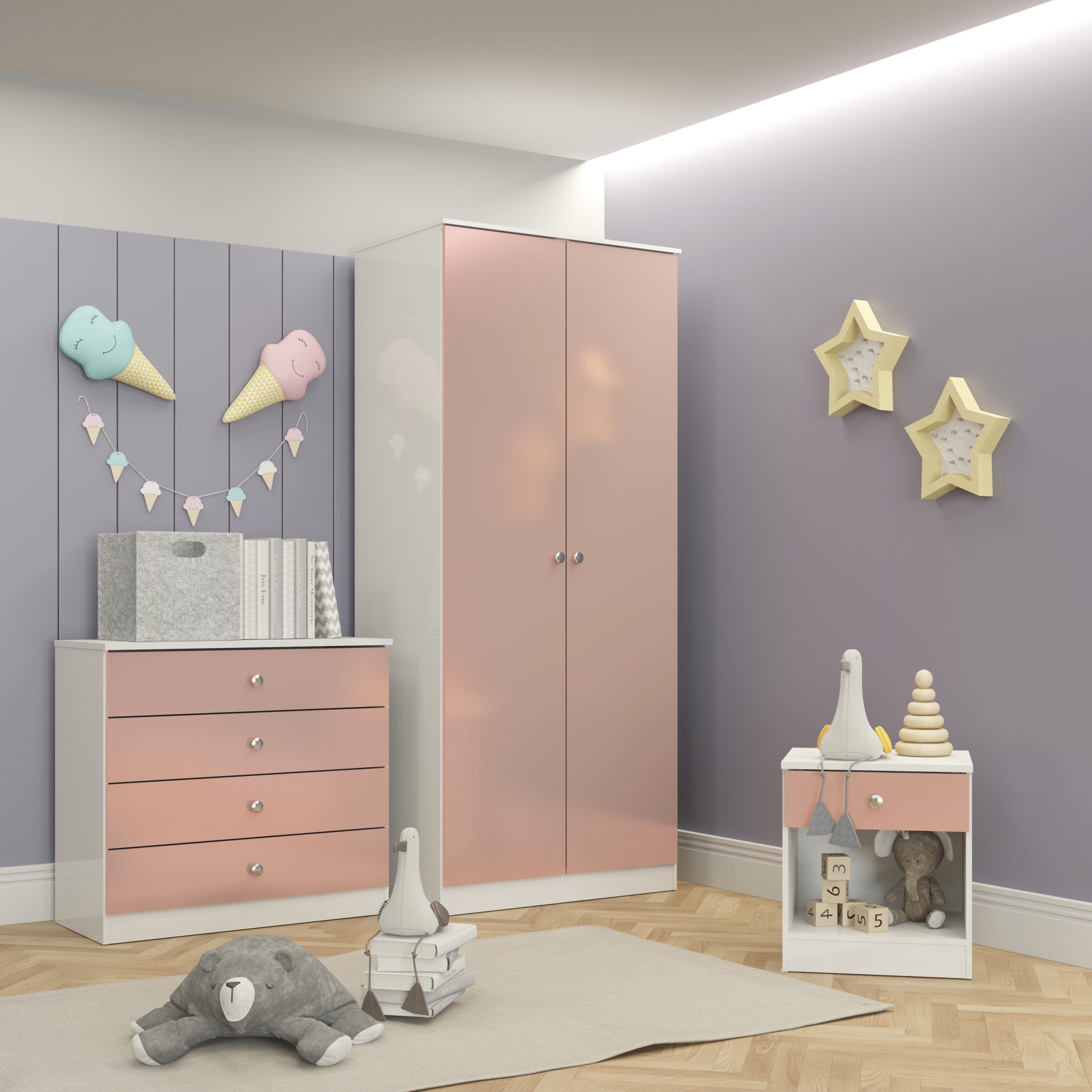 Denver Trio Set - White/Pink Gloss