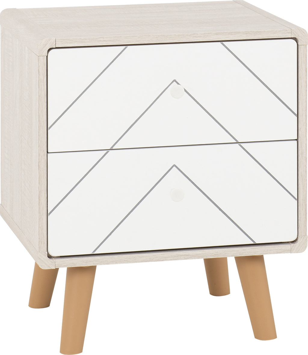 Dixie 2 Drawer Bedside - Dusty Grey/White