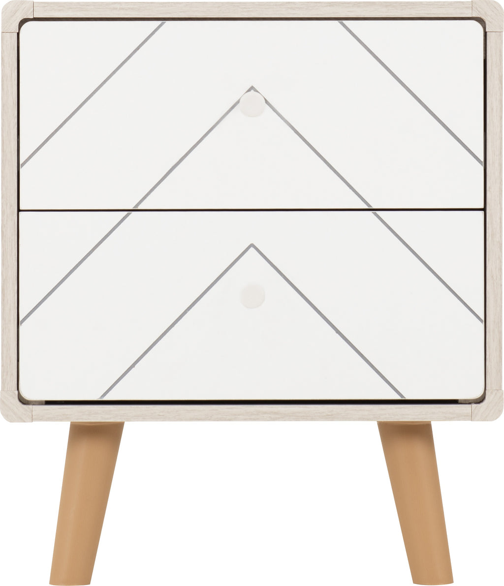 Dixie 2 Drawer Bedside - Dusty Grey/White