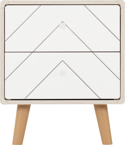 Dixie 2 Drawer Bedside - Dusty Grey/White