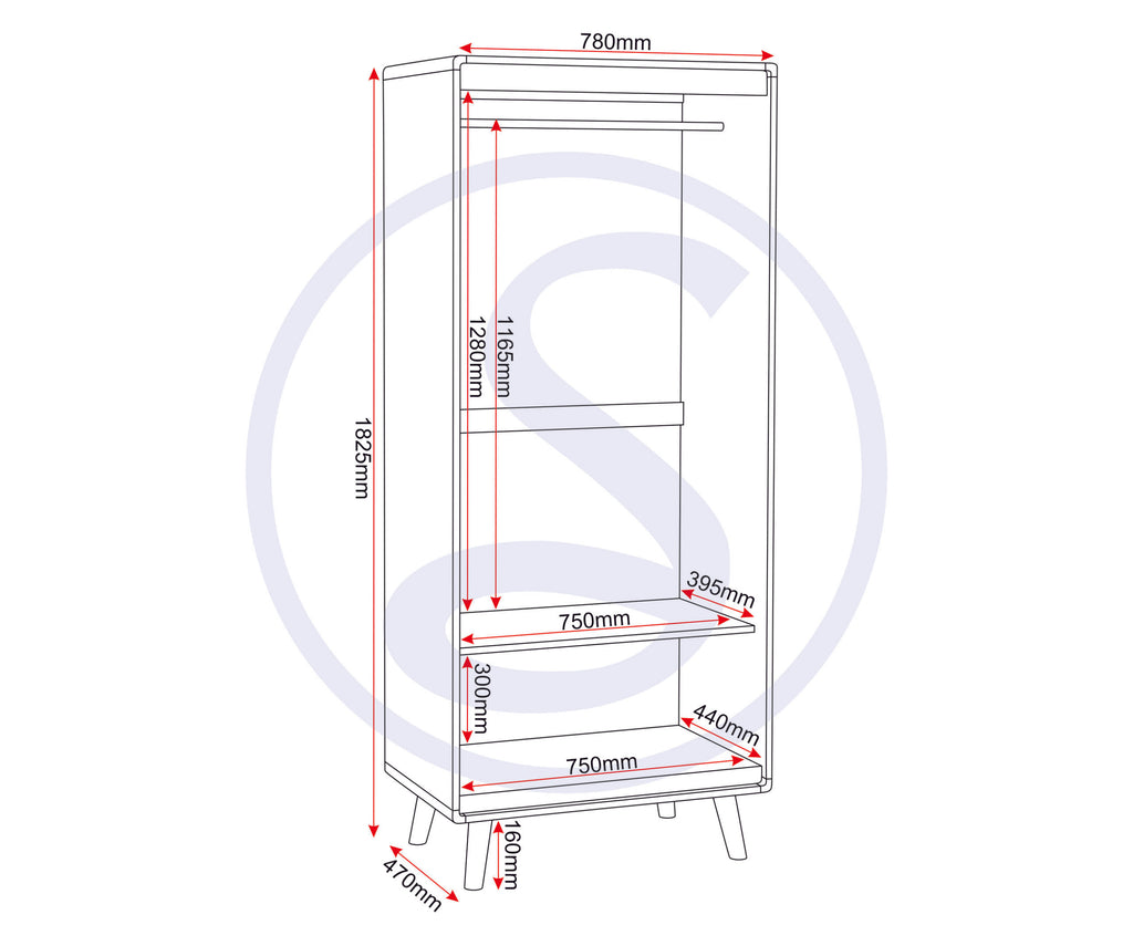Dixie 2 Door Wardrobe - Dusty Grey/White