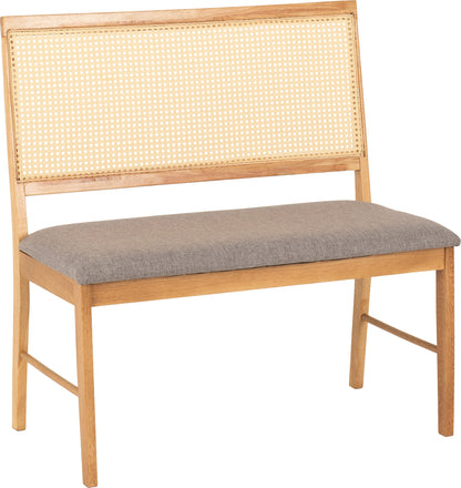 Austin & Ellis Dining Bench Set (X2 Chairs) - Oak Effect/Grey Fabric