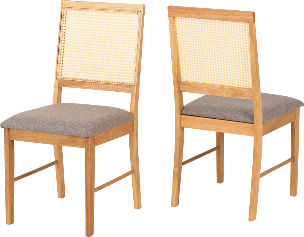 Ellis Dining Chair (X2 Per Box) - Oak Effect/Grey Fabric