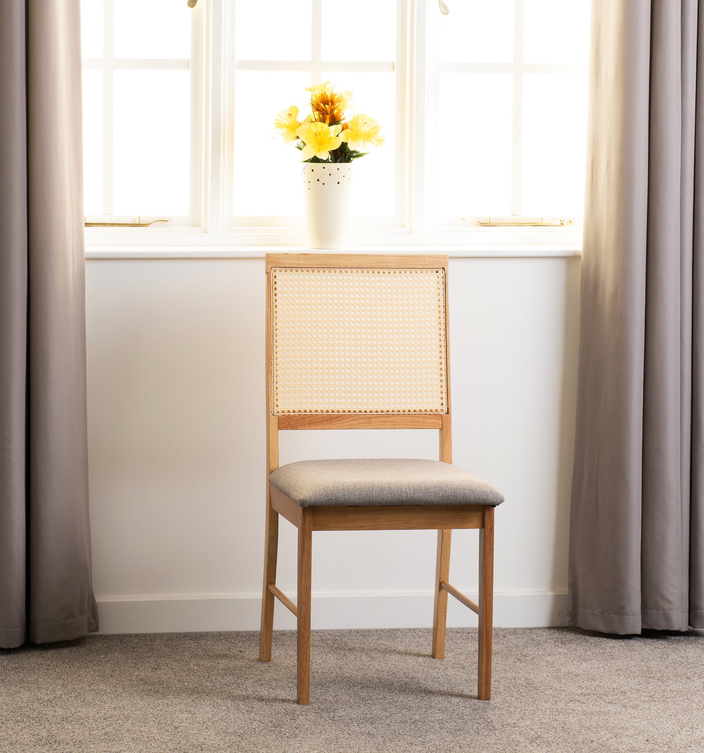 Ellis Dining Chair (X2 Per Box) - Oak Effect/Grey Fabric