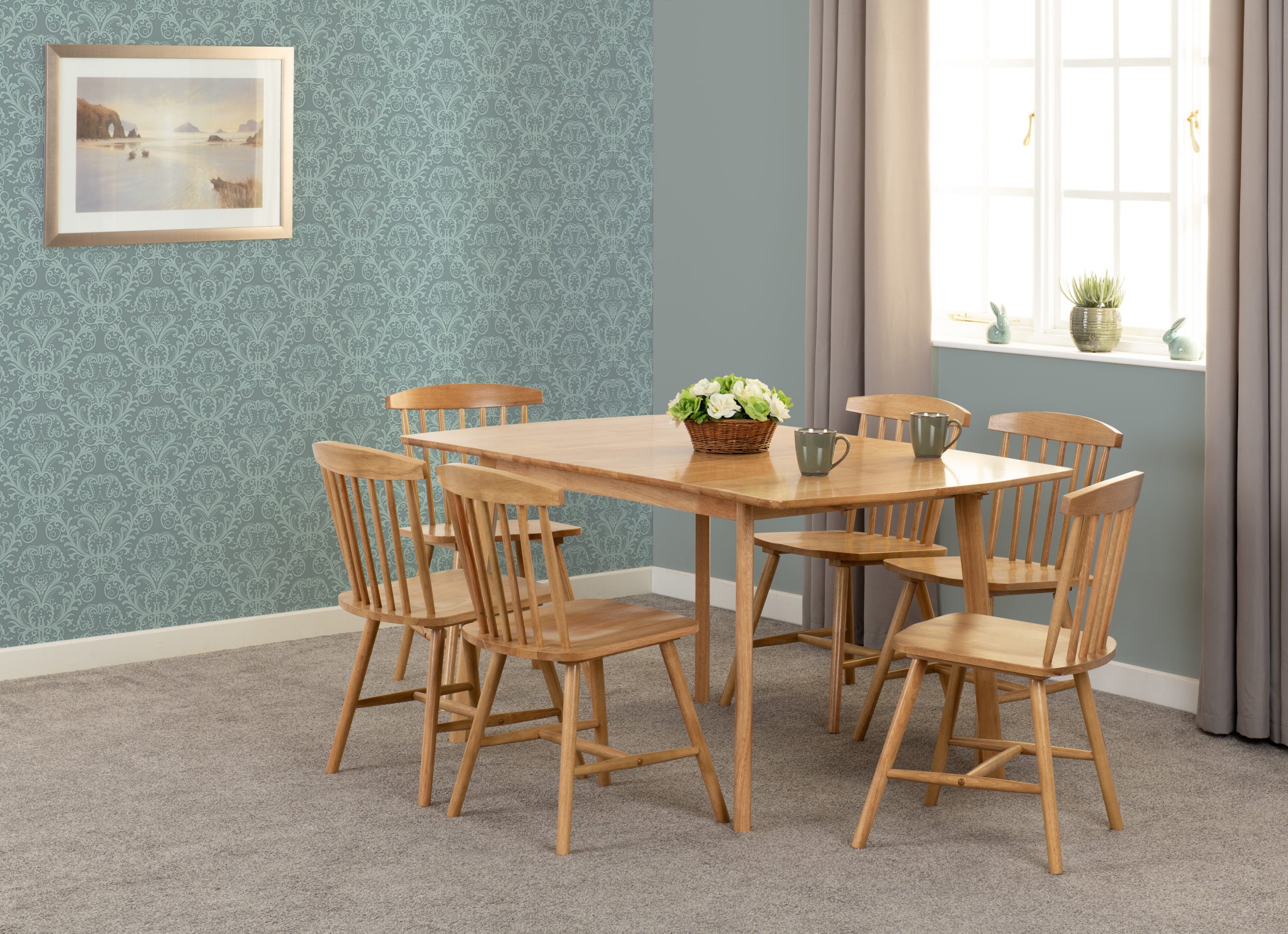 Emery Extending Dining Set (X6 Chairs) - Natural Oak Effect