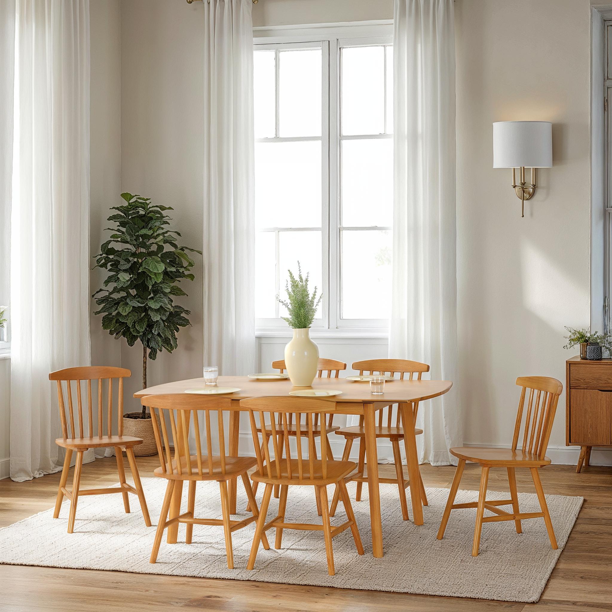 Emery Extending Dining Set (X6 Chairs) - Natural Oak Effect