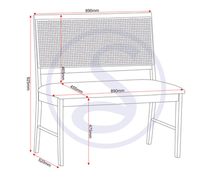 Austin & Ellis 1+2 Dining Bench Set - Oak Effect/Grey Fabric