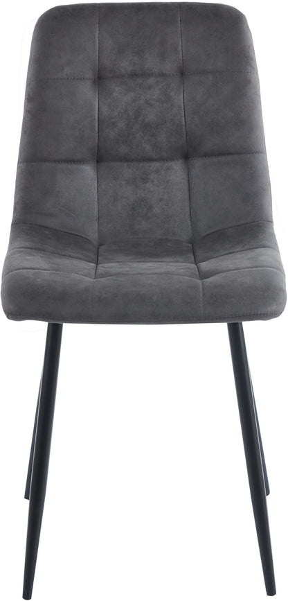 Fenton Dining Set (X4 Chairs) - White/Dark Grey Suede Fabric