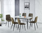 Fenton Dining Set (X6 Chairs) - White/Olive Green Suede Fabric