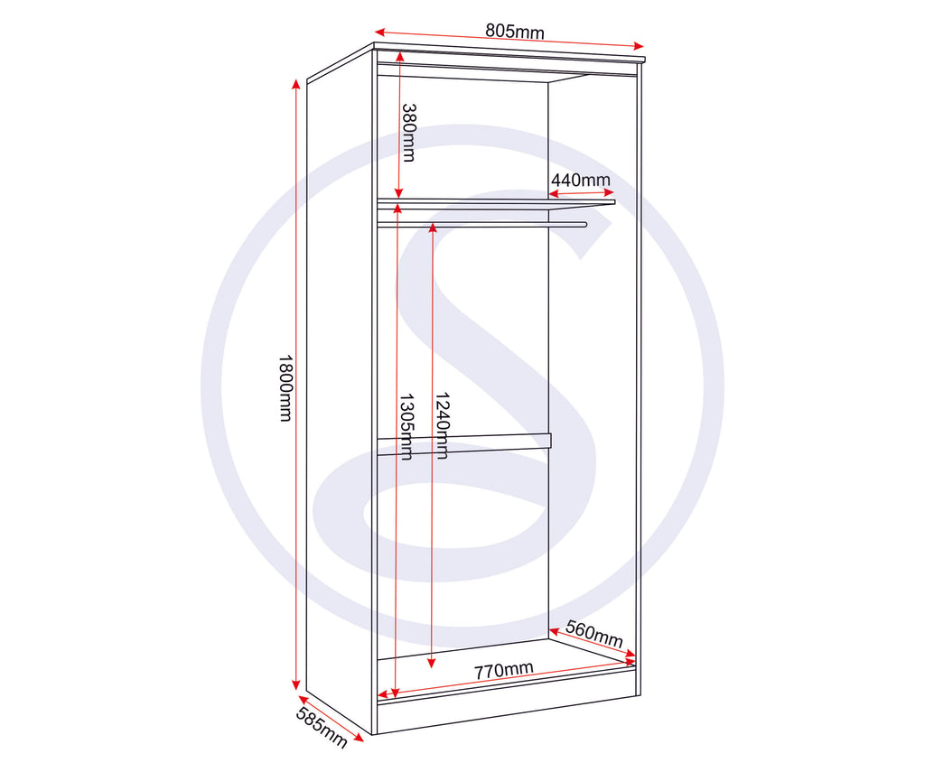 Felix 2 Door Wardrobe - Grey