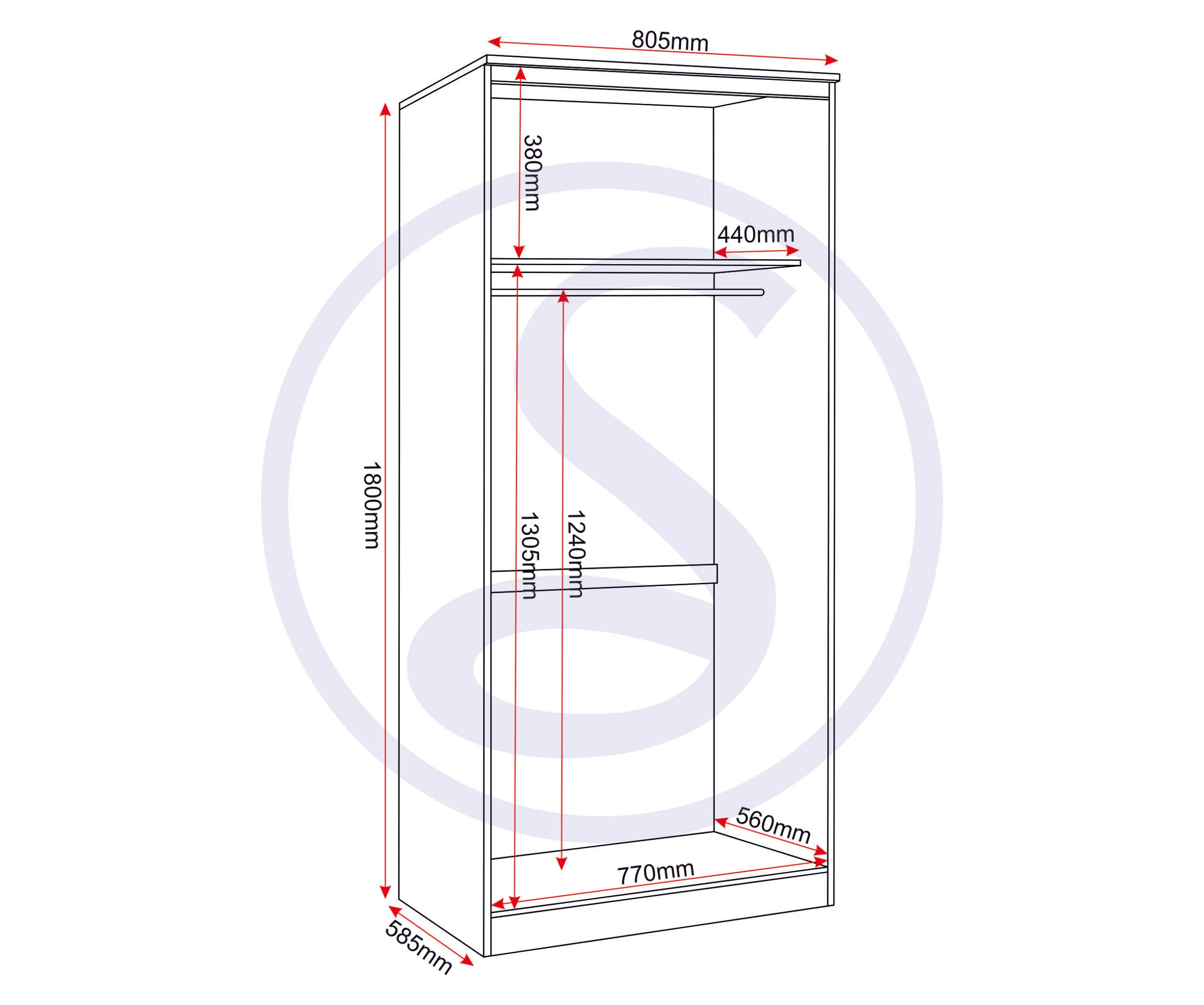 Felix 2 Door Wardrobe - Grey