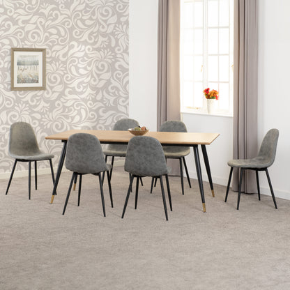 Hamilton & Athens Large Dining Set (X6 Chairs) - Medium Oak Effect/Grey Pu