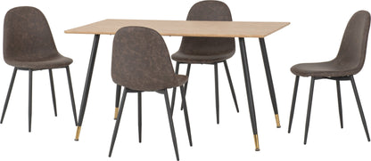 Hamilton & Athens Medium Dining Set (X4 Chairs) - Medium Oak Effect/Brown Pu