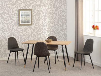 Hamilton & Athens Medium Dining Set (X4 Chairs) - Medium Oak Effect/Brown Pu