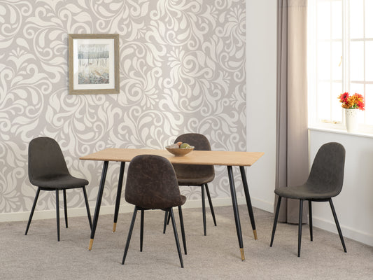 Hamilton & Athens Medium Dining Set (X4 Chairs) - Medium Oak Effect/Brown Pu