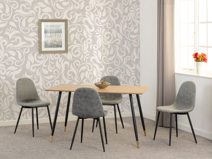 Hamilton & Athens Medium Dining Set (X4 Chairs) - Medium Oak Effect/Grey Pu