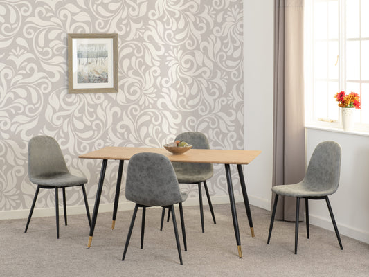 Hamilton & Athens Medium Dining Set (X4 Chairs) - Medium Oak Effect/Grey Pu