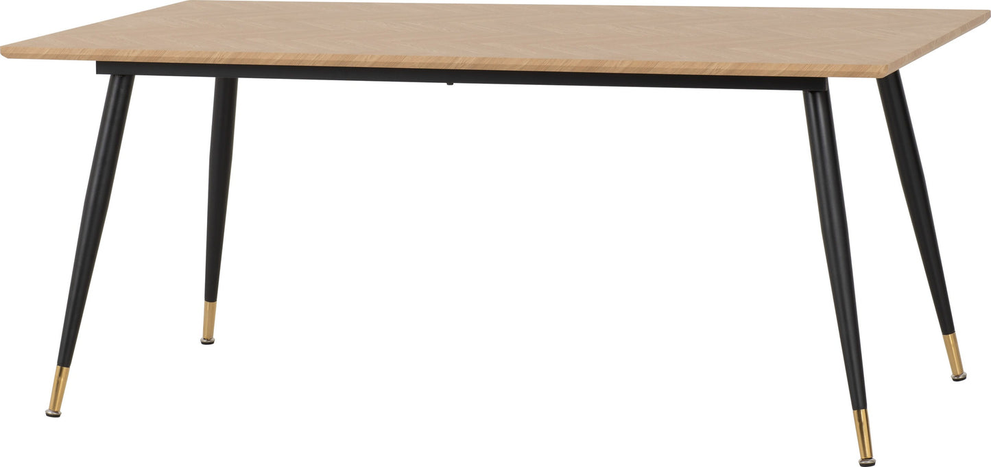 Hamilton & Lukas Large Dining Set (X6 Chairs) - Medium Oak Effect/Emerald Green Velvet