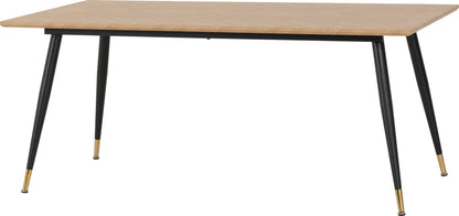 Hamilton & Lukas Large Dining Set (X6 Chairs) - Medium Oak Effect/Emerald Green Velvet