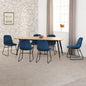 Hamilton & Lukas Large Dining Set (X6 Chairs) - Medium Oak Effect/Sapphire Blue Velvet