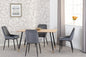 Hamilton & Avery Medium Dining Set (X4 Chairs) - Medium Oak Effect/Grey Velvet