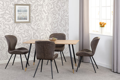 Hamilton & Quebec Medium Dining Set (X4 Chairs) - Medium Oak Effect/Brown Pu