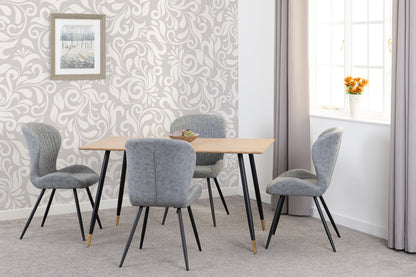 Hamilton & Quebec Medium Dining Set (X4 Chairs) - Medium Oak Effect/Grey Pu