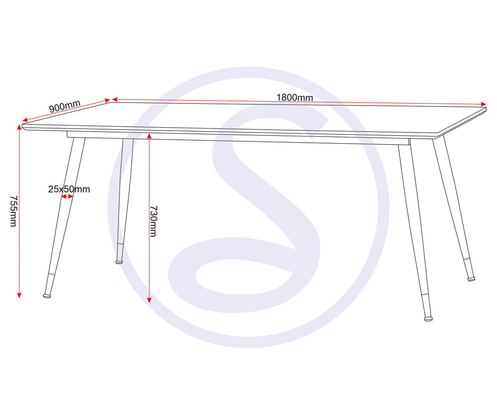 Hamilton Large Dining Table - Medium Oak Effect/Black