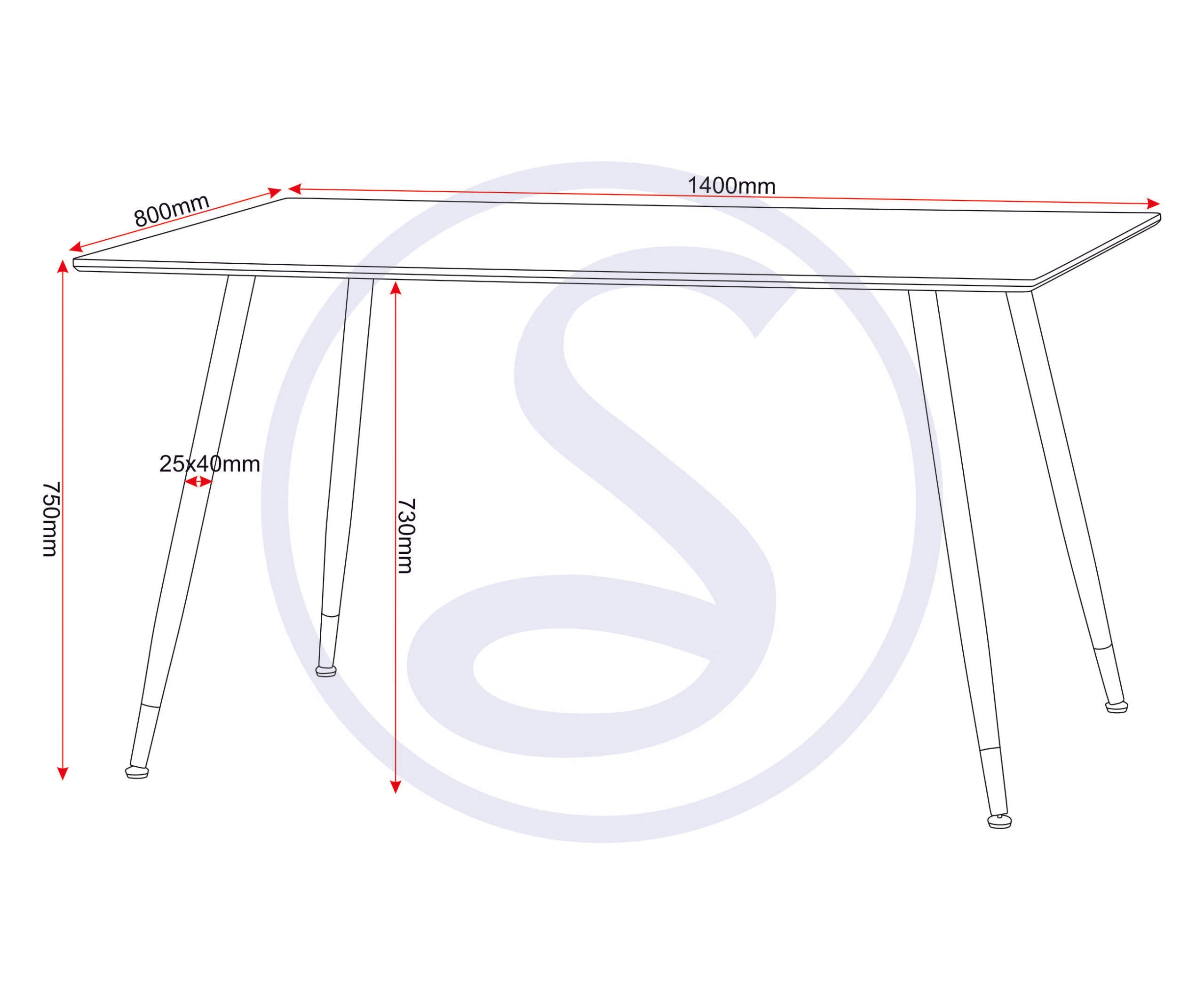 Hamilton Medium Dining Table - Medium Oak Effect/Black
