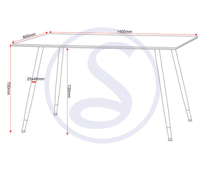 Hamilton Medium Dining Table - Medium Oak Effect/Black