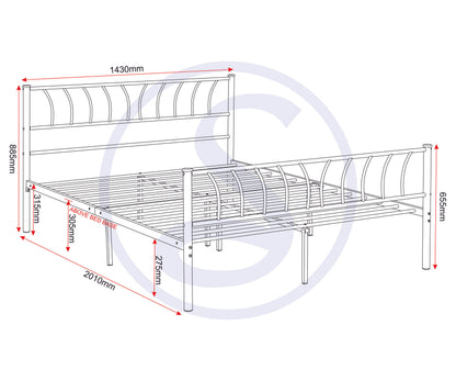 Harlow 4'6" Bed - Silver