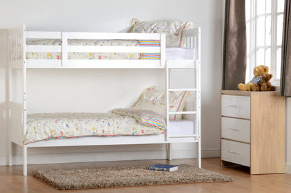 Seville 3 Drawer Chest - White Gloss/Light Oak Effect Veneer