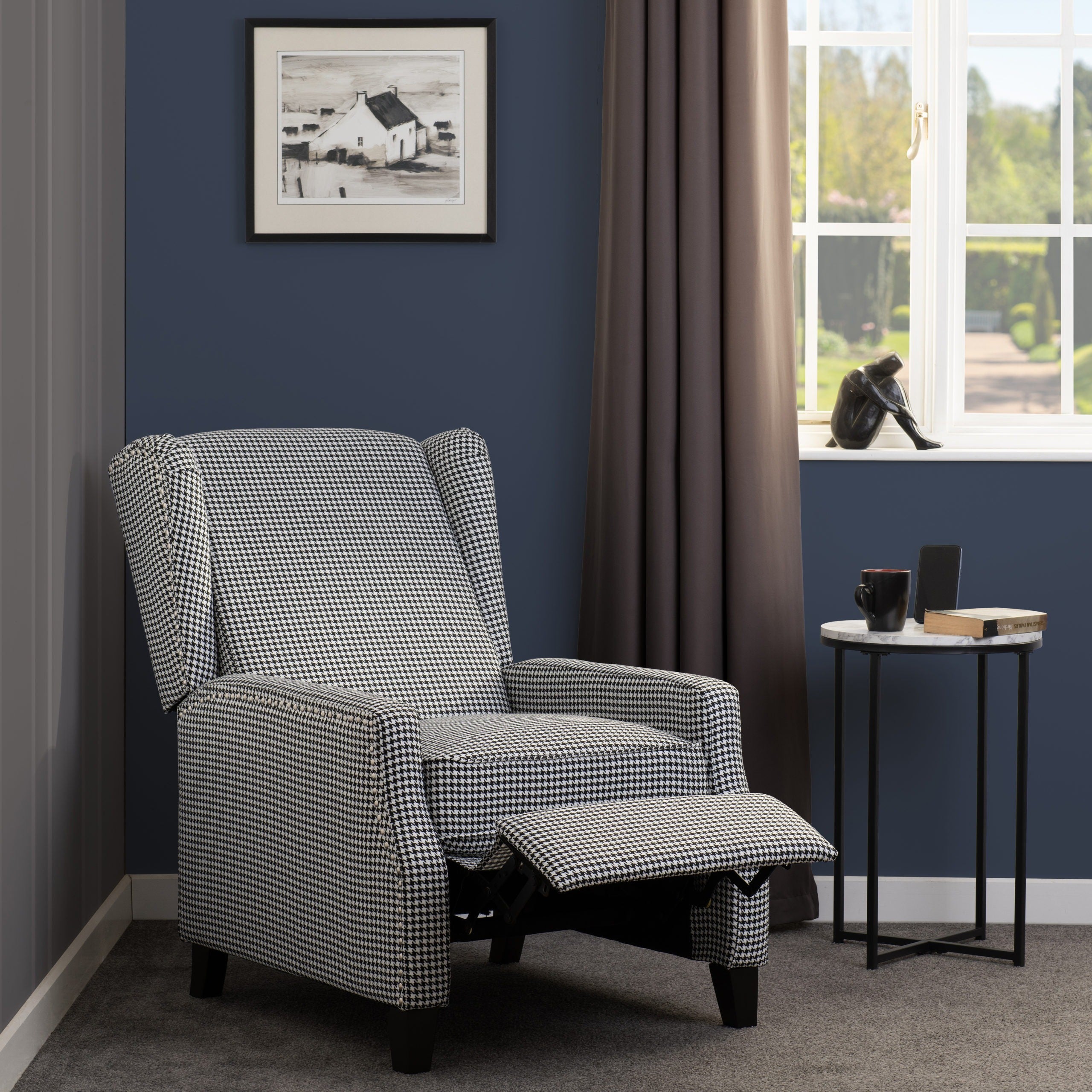 Kensington Recliner Chair - Dogtooth Fabric