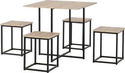 Kent 1+4 Stowaway Dining Set - Sonoma Oak Effect/Black