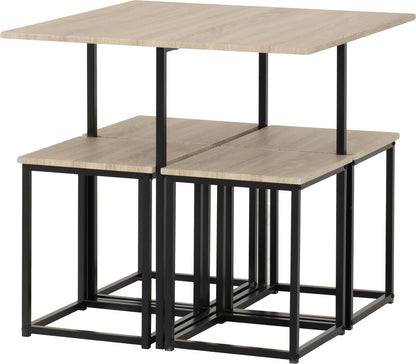 Kent 1+4 Stowaway Dining Set - Sonoma Oak Effect/Black