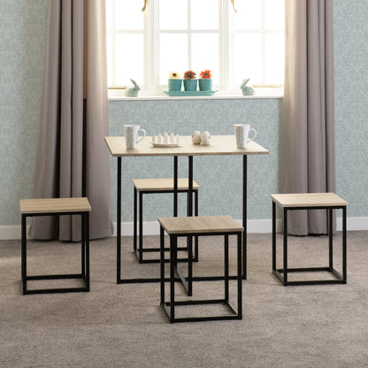 Kent 1+4 Stowaway Dining Set - Sonoma Oak Effect/Black