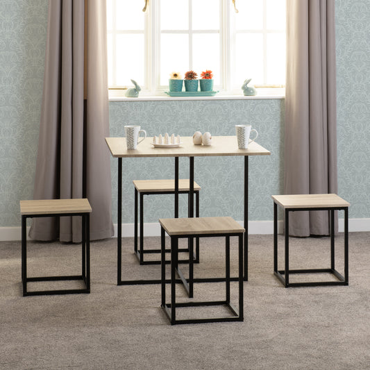 Kent 1+4 Stowaway Dining Set - Sonoma Oak Effect/Black