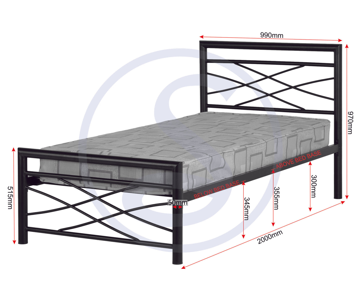 Kelly 3' Bed - Black