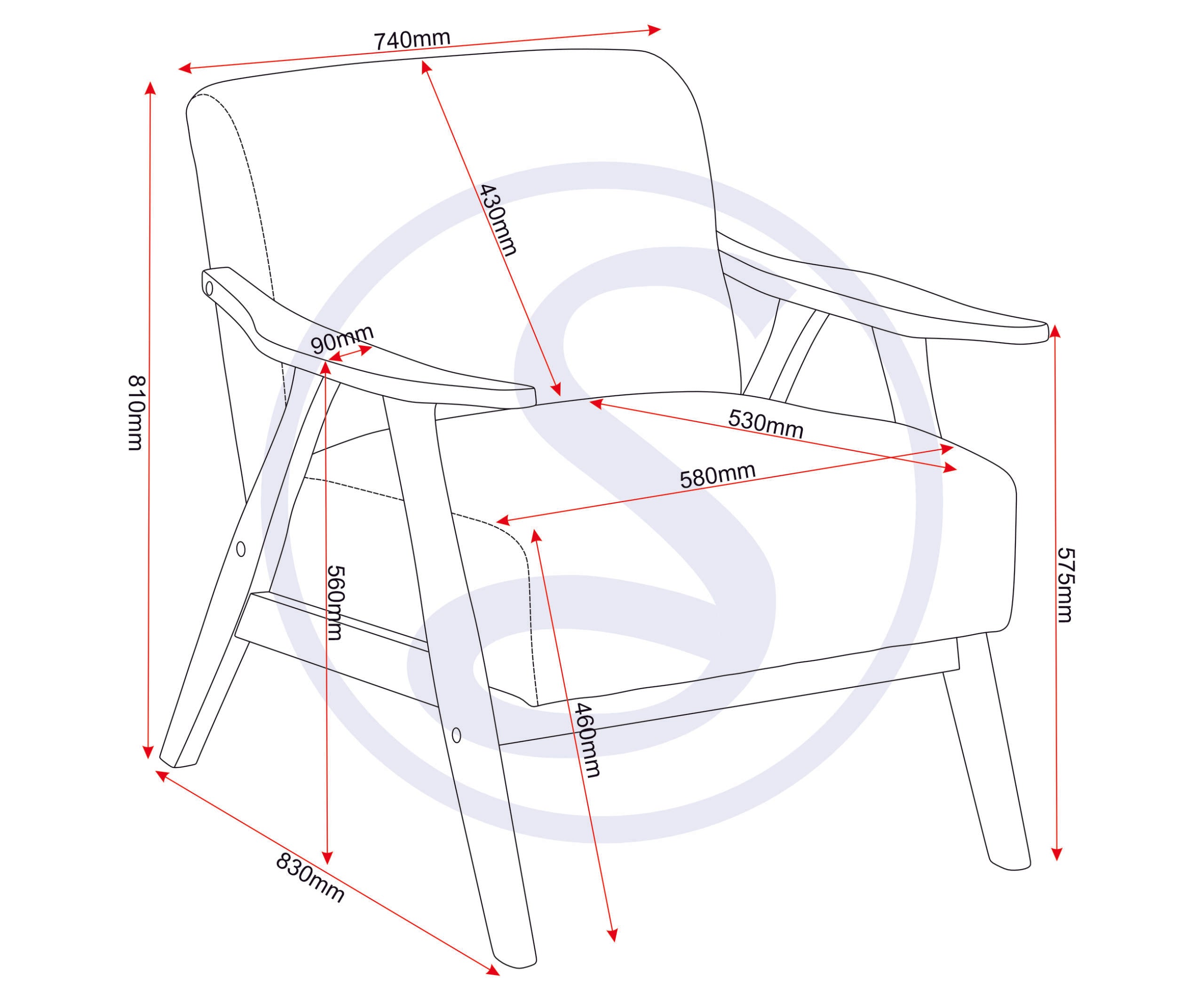 Kendra Accent Chair - Grey Fabric