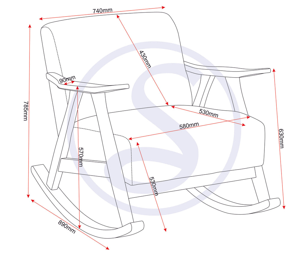 Kendra Rocking Chair - Grey Fabric