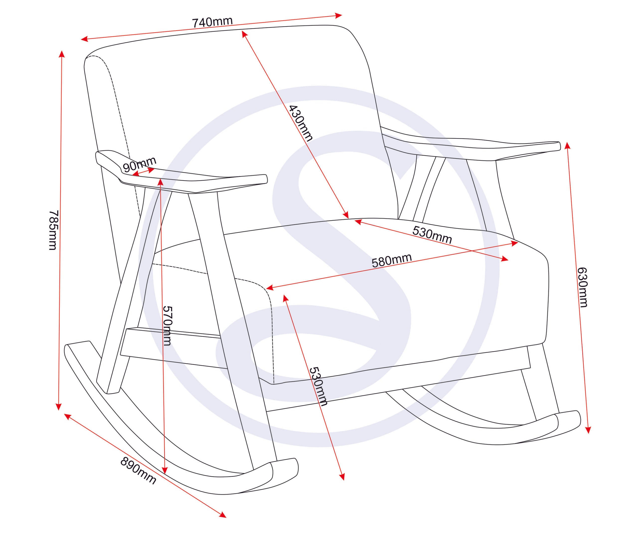 Kendra Rocking Chair - Grey Fabric
