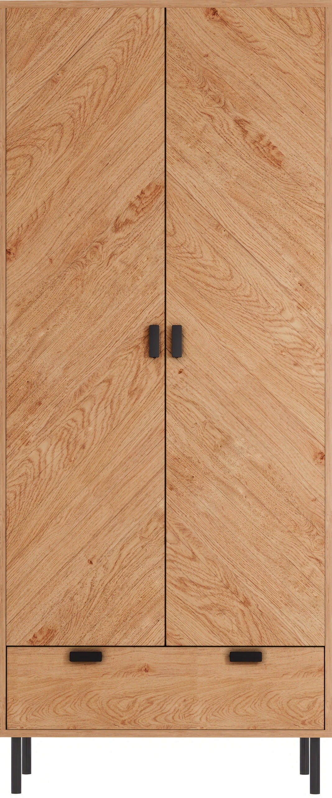 Leon 2 Door 1 Drawer Wardrobe - Medium Oak Effect