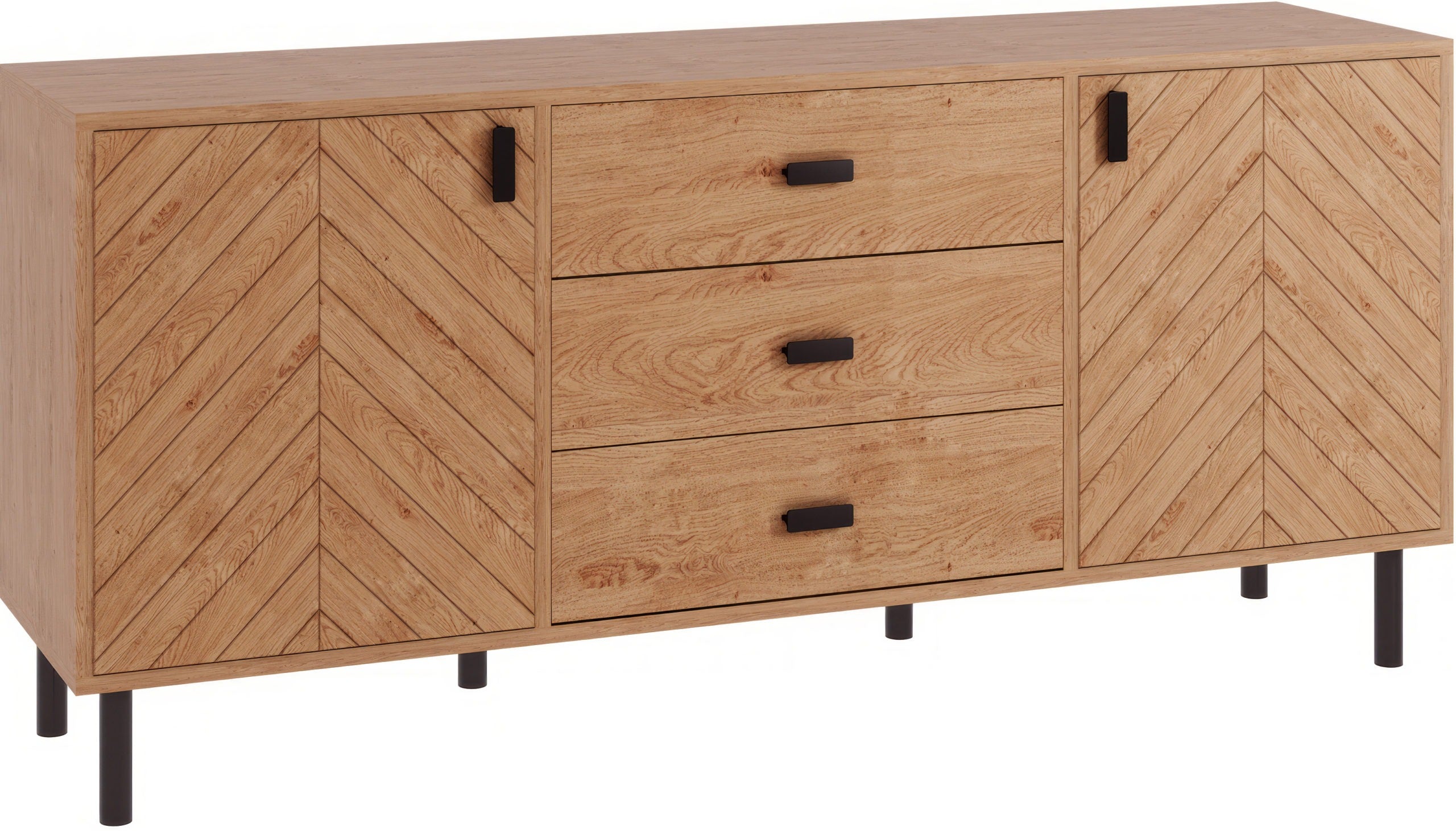 Leon 2 Door 3 Drawer Sideboard - Medium Oak Effect