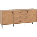 Leon 2 Door 3 Drawer Sideboard - Medium Oak Effect