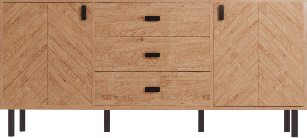 Leon 2 Door 3 Drawer Sideboard - Medium Oak Effect
