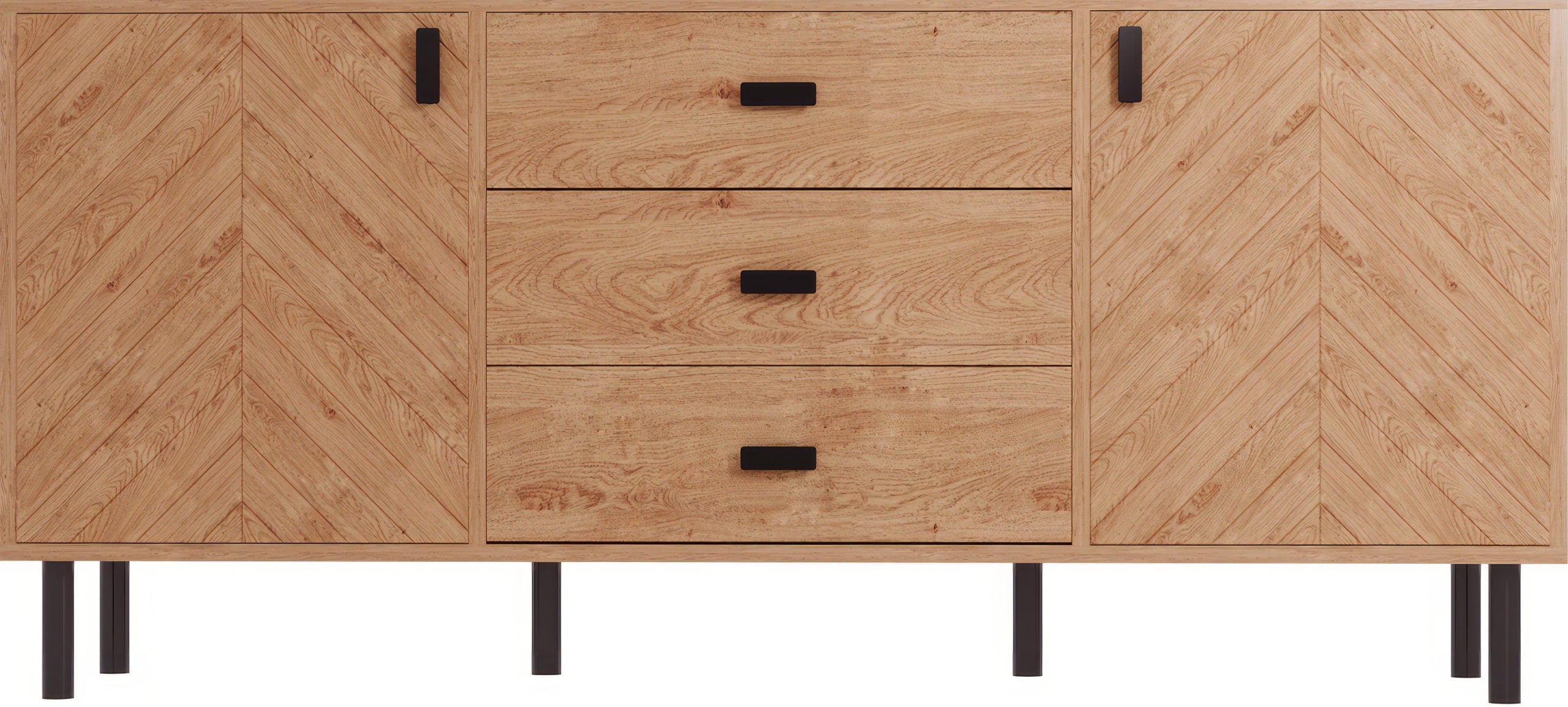 Leon 2 Door 3 Drawer Sideboard - Medium Oak Effect