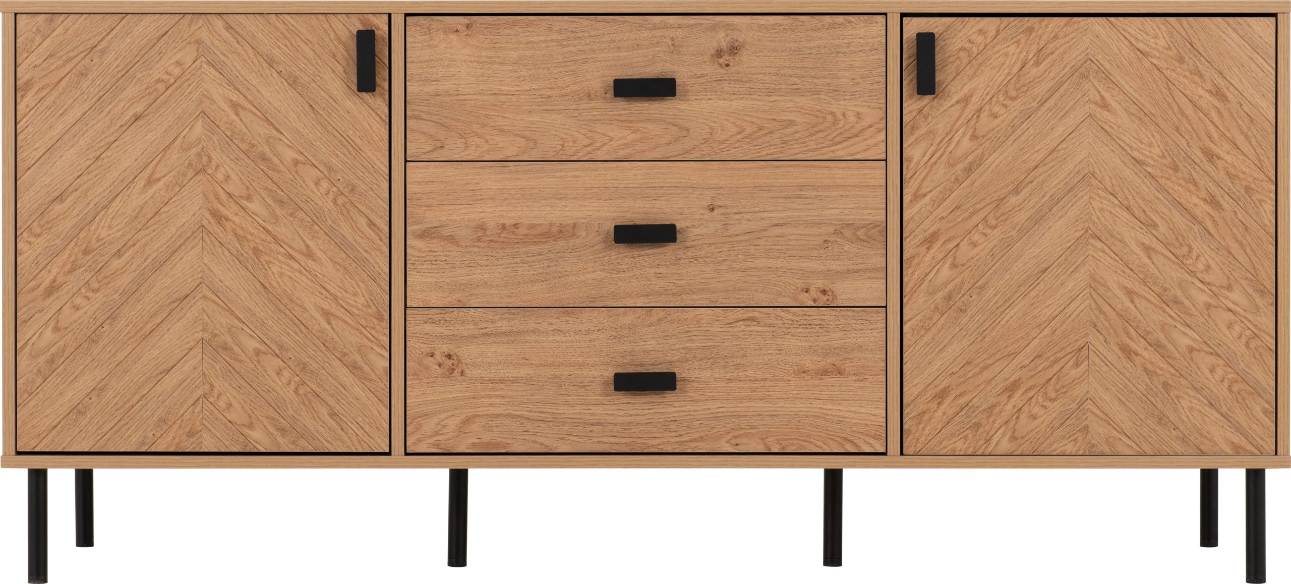 Leon 2 Door 3 Drawer Sideboard - Medium Oak Effect