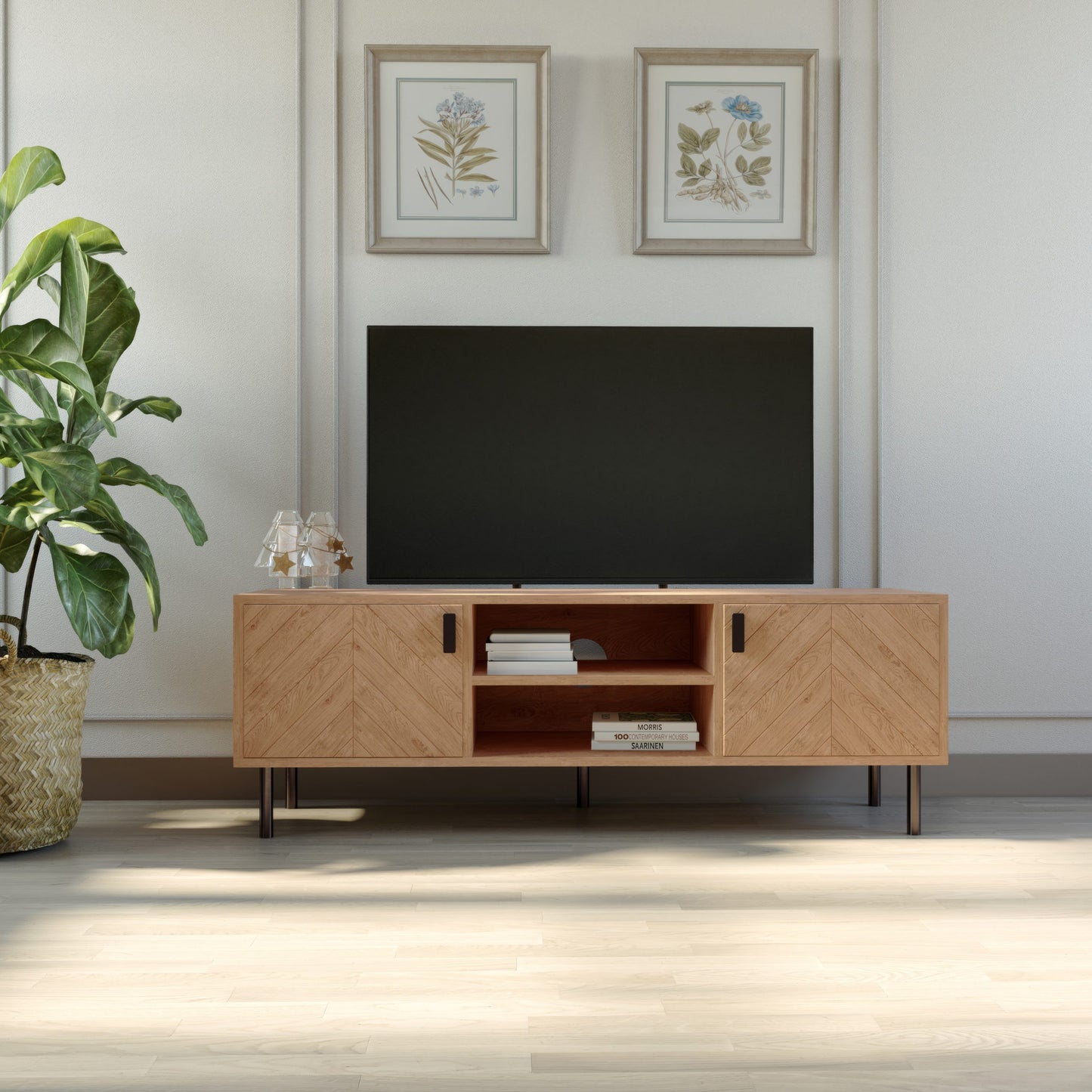 Leon 2 Door Tv Unit - Medium Oak Effect