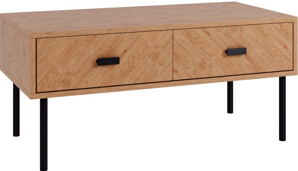 Leon 2 Drawer Coffee Table - Medium Oak Effect