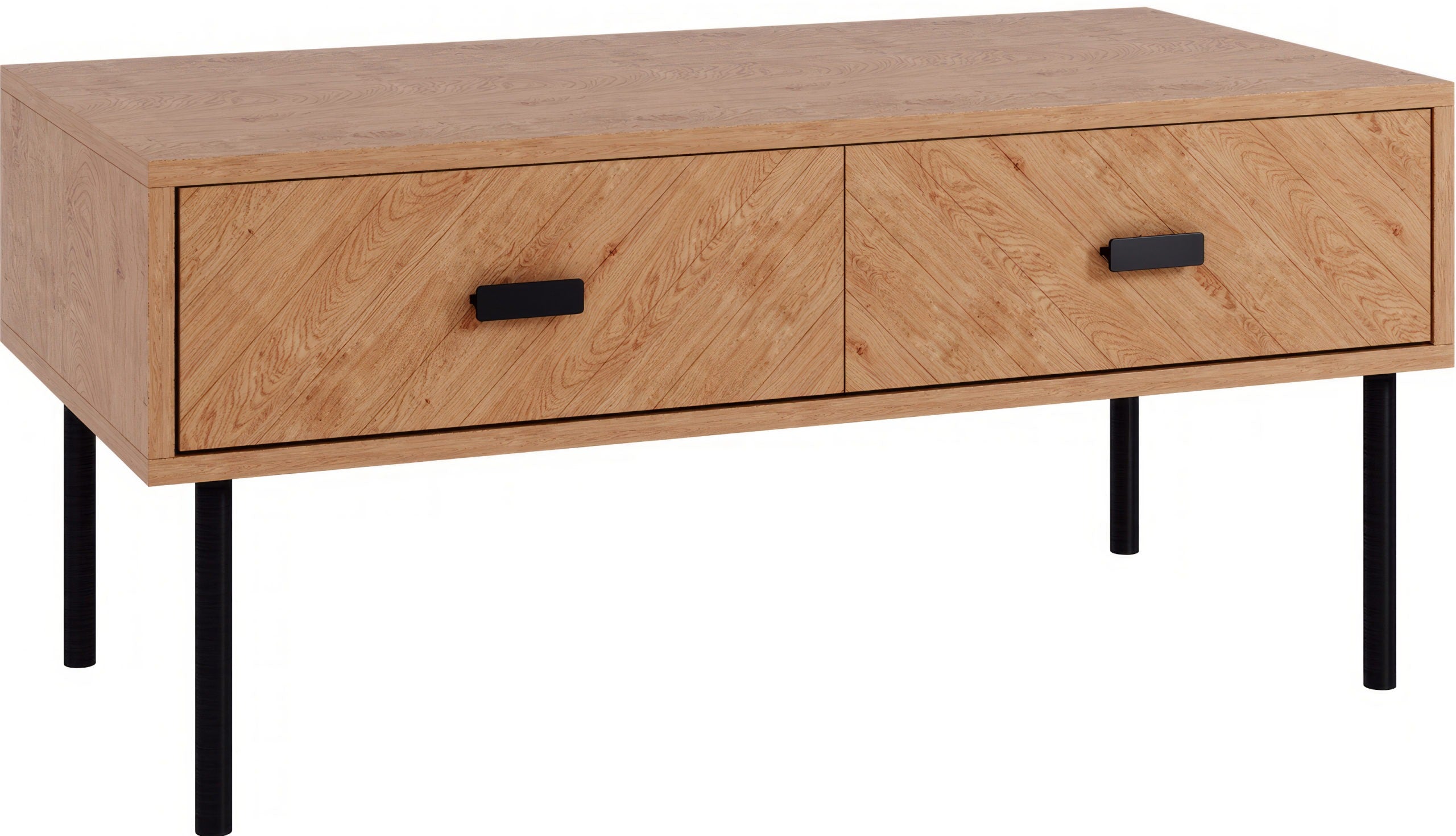 Leon 2 Drawer Coffee Table - Medium Oak Effect